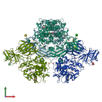 PDB entry 3wf1 coloured by chain, front view.