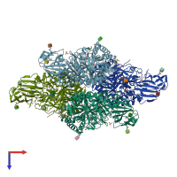 PDB entry 3wf3 coloured by chain, top view.