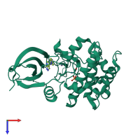 PDB entry 3wf5 coloured by chain, top view.