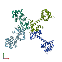 PDB entry 3wfn coloured by chain, front view.