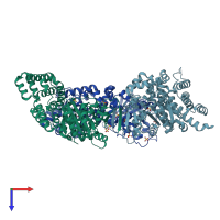 PDB entry 3wfo coloured by chain, top view.