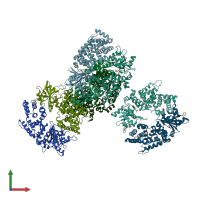 PDB entry 3wfp coloured by chain, front view.