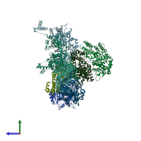PDB entry 3wfp coloured by chain, side view.