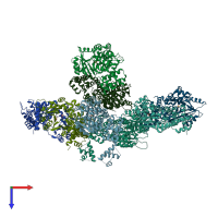 PDB entry 3wfp coloured by chain, top view.
