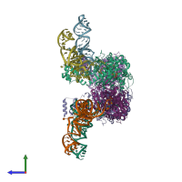 PDB entry 3wfr coloured by chain, side view.