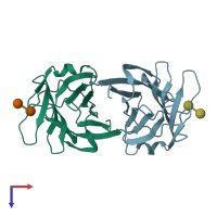 PDB entry 3wg1 coloured by chain, top view.