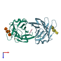 PDB entry 3wg3 coloured by chain, top view.
