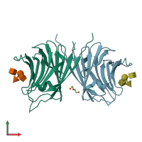 PDB entry 3wg4 coloured by chain, front view.
