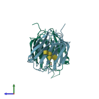 PDB entry 3wg4 coloured by chain, side view.