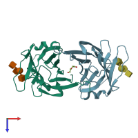 PDB entry 3wg4 coloured by chain, top view.