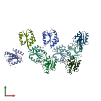 PDB entry 3wgd coloured by chain, front view.