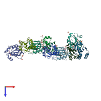 PDB entry 3wgd coloured by chain, top view.