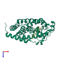 PDB entry 3wgp coloured by chain, top view.