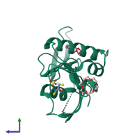 PDB entry 3wh0 coloured by chain, side view.