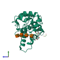 PDB entry 3wh1 coloured by chain, side view.