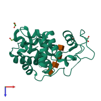 PDB entry 3wh1 coloured by chain, top view.