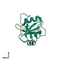 PDB entry 3wh2 coloured by chain, side view.