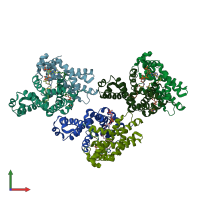 PDB entry 3whc coloured by chain, front view.