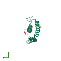 PDB entry 3whj coloured by chain, side view.