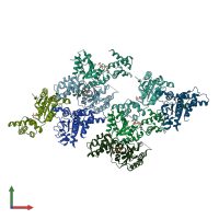 PDB entry 3whk coloured by chain, front view.