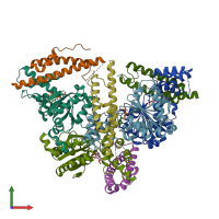 PDB entry 3whl coloured by chain, front view.
