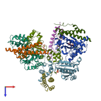 PDB entry 3whl coloured by chain, top view.