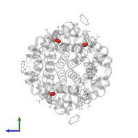 OXYGEN MOLECULE in PDB entry 3whm, assembly 1, side view.