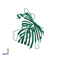 PDB entry 3wi4 coloured by chain, side view.