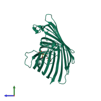 PDB entry 3wi5 coloured by chain, side view.
