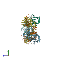 PDB entry 3wii coloured by chain, side view.