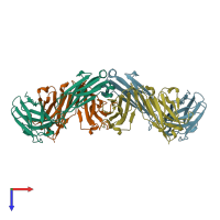 PDB entry 3wii coloured by chain, top view.