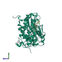 PDB entry 3wil coloured by chain, side view.