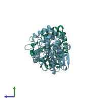 PDB entry 3wio coloured by chain, side view.