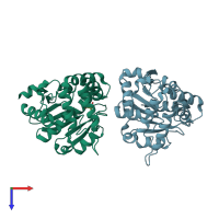 PDB entry 3wio coloured by chain, top view.