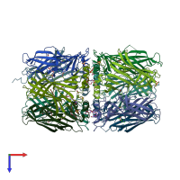 PDB entry 3wip coloured by chain, top view.