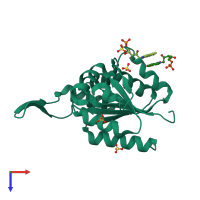 PDB entry 3wis coloured by chain, top view.