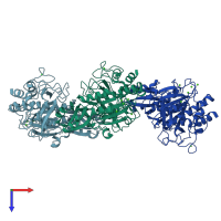 PDB entry 3wiu coloured by chain, top view.