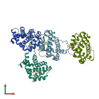 PDB entry 3wix coloured by chain, front view.