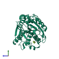 PDB entry 3wj1 coloured by chain, side view.