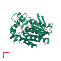 PDB entry 3wj1 coloured by chain, top view.