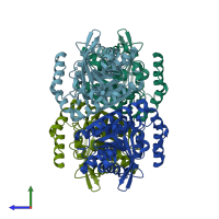 PDB entry 3wj2 coloured by chain, side view.