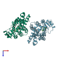 PDB entry 3wj5 coloured by chain, top view.