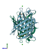PDB entry 3wjb coloured by chain, side view.