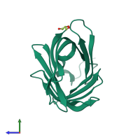 PDB entry 3wjg coloured by chain, side view.