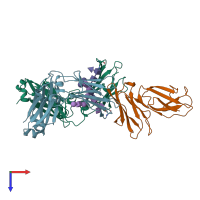 PDB entry 3wjj coloured by chain, top view.