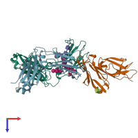 PDB entry 3wjl coloured by chain, top view.