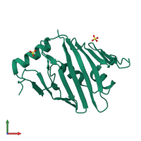 PDB entry 3wju coloured by chain, front view.