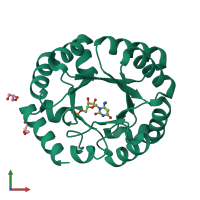PDB entry 3wjz coloured by chain, front view.
