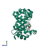 PDB entry 3wjz coloured by chain, side view.