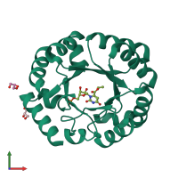 PDB entry 3wk1 coloured by chain, front view.